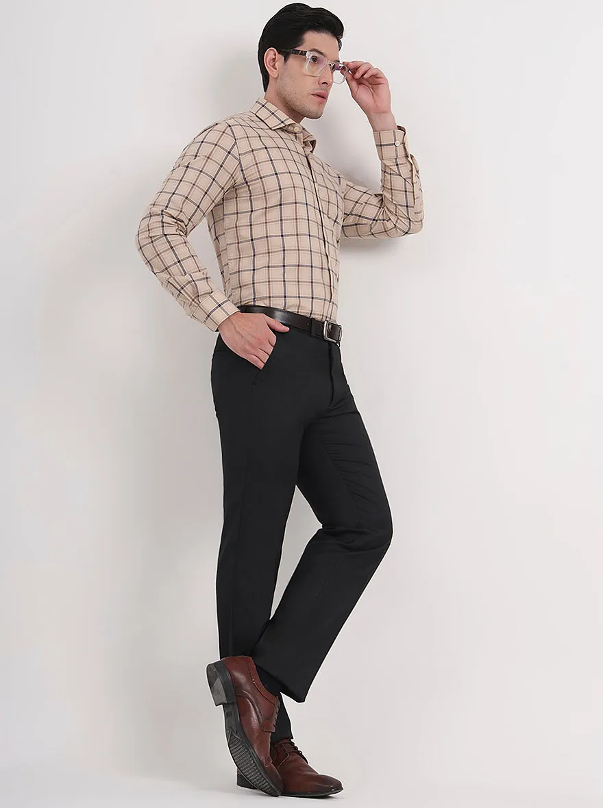 Black Solid Slim Fit Formal Trouser | Greenfibre