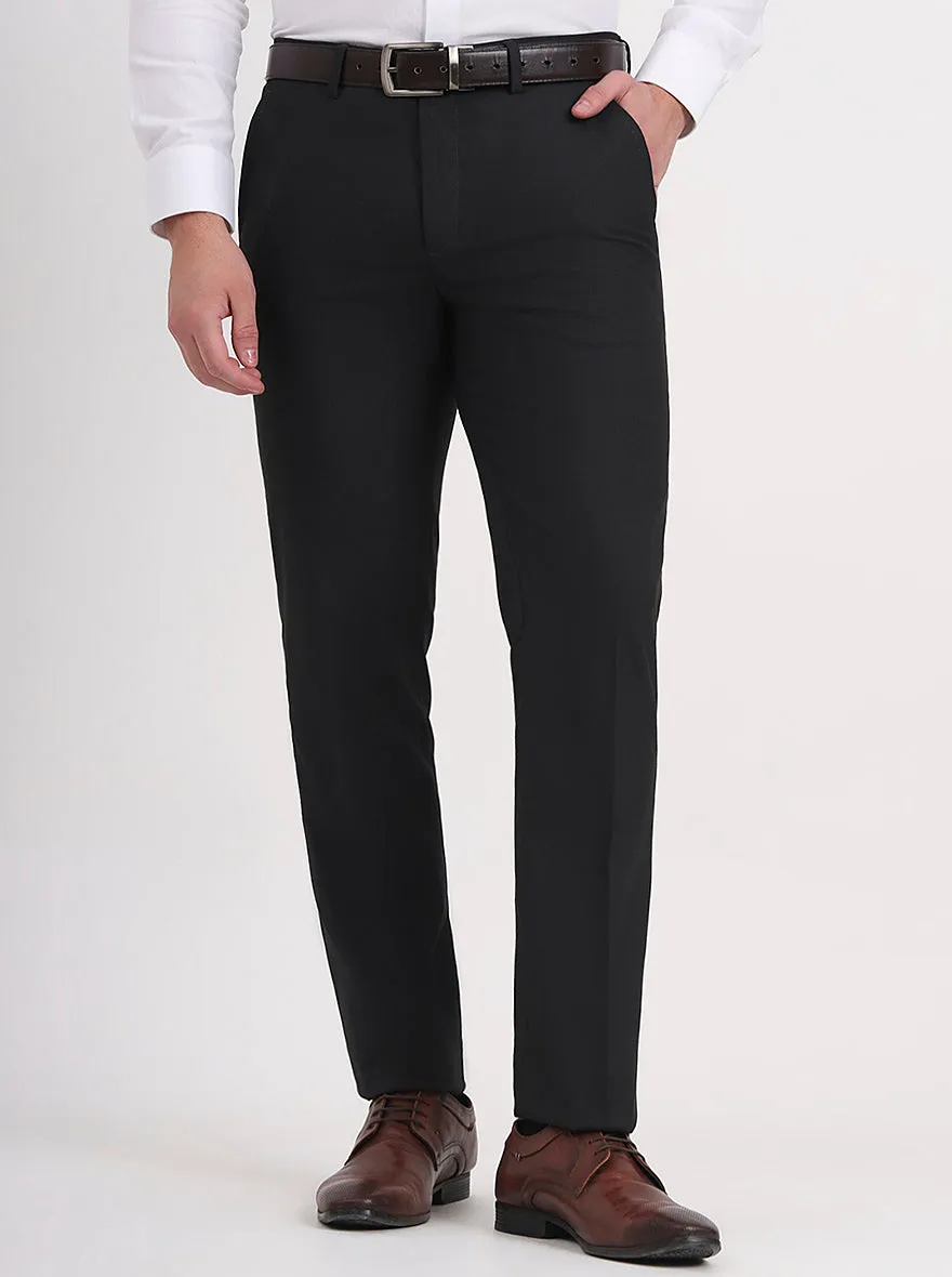 Black Solid Slim Fit Formal Trouser | Greenfibre
