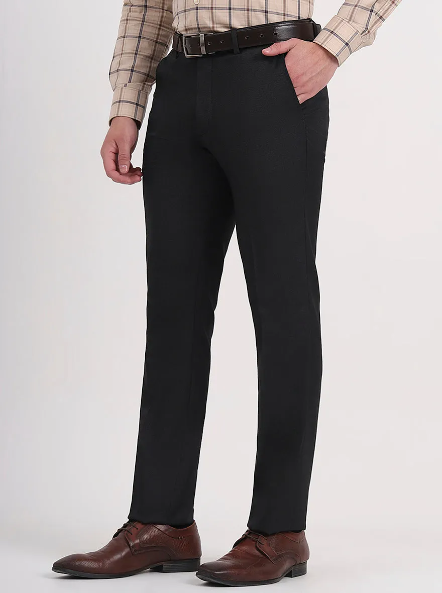 Black Solid Slim Fit Formal Trouser | Greenfibre