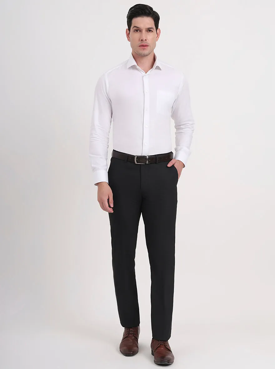 Black Solid Slim Fit Formal Trouser | Greenfibre