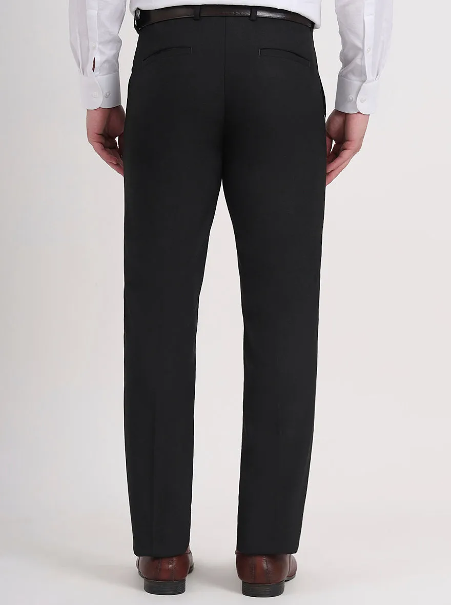 Black Solid Slim Fit Formal Trouser | Greenfibre