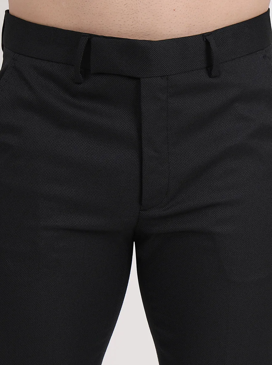 Black Solid Slim Fit Formal Trouser | Greenfibre