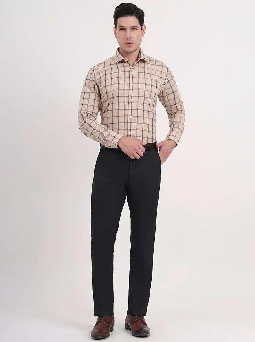 Black Solid Slim Fit Formal Trouser | Greenfibre