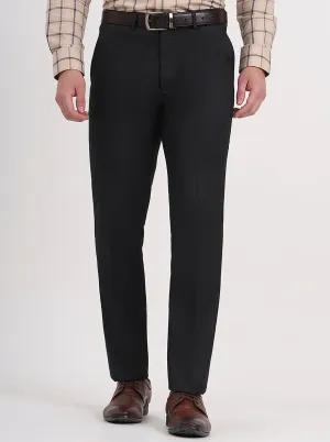Black Solid Slim Fit Formal Trouser | Greenfibre