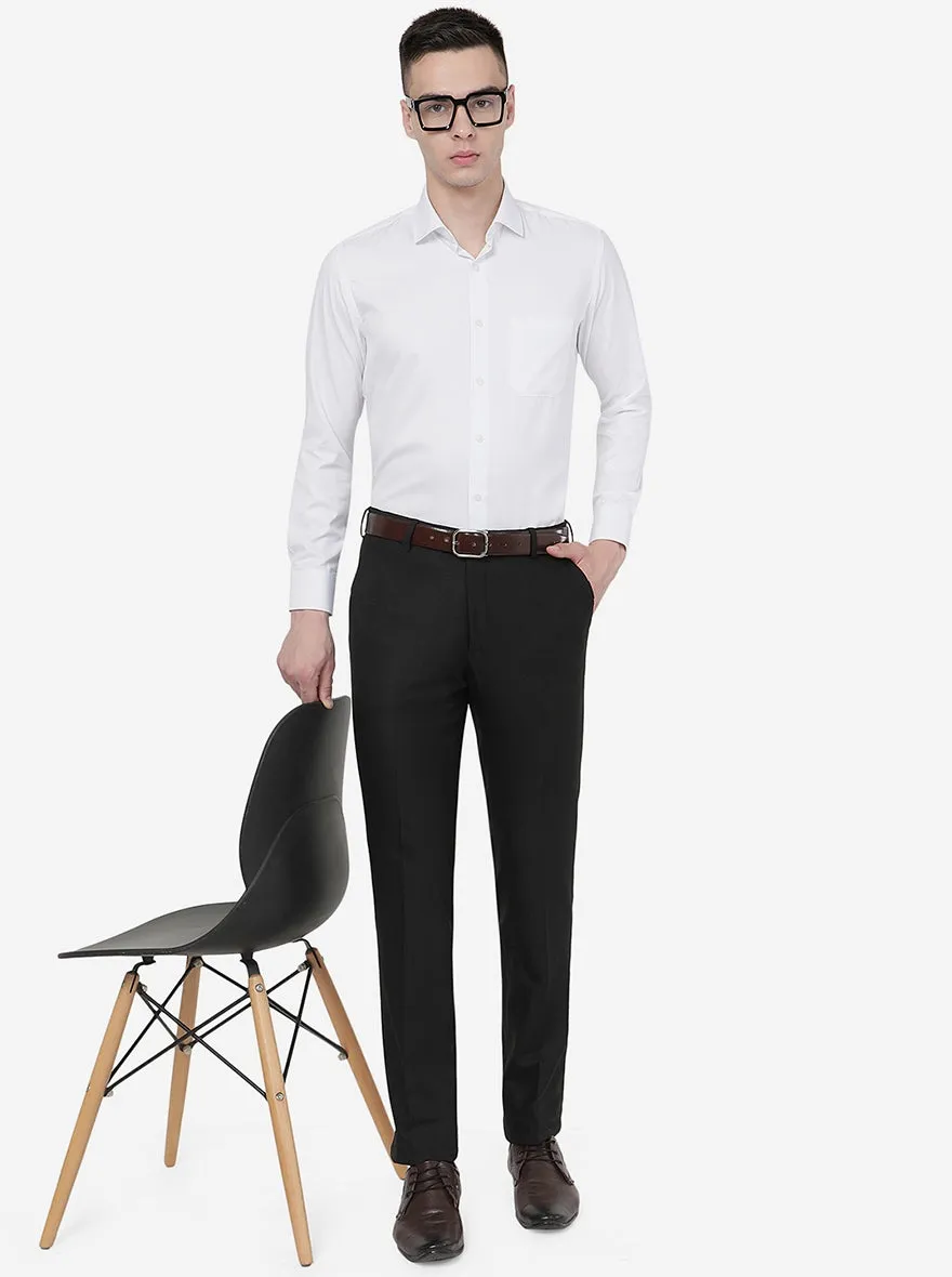 Black Solid Slim Fit Formal Trouser | JB Studio