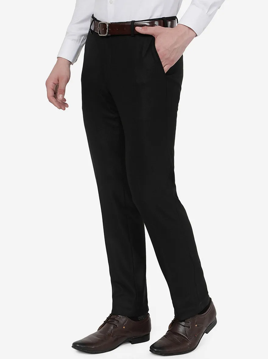 Black Solid Slim Fit Formal Trouser | JB Studio