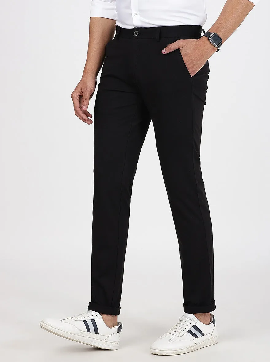 Black Solid Venice Fit Casual Trouser | JadeBlue