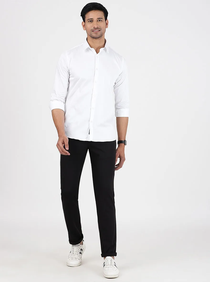 Black Solid Venice Fit Casual Trouser | JadeBlue