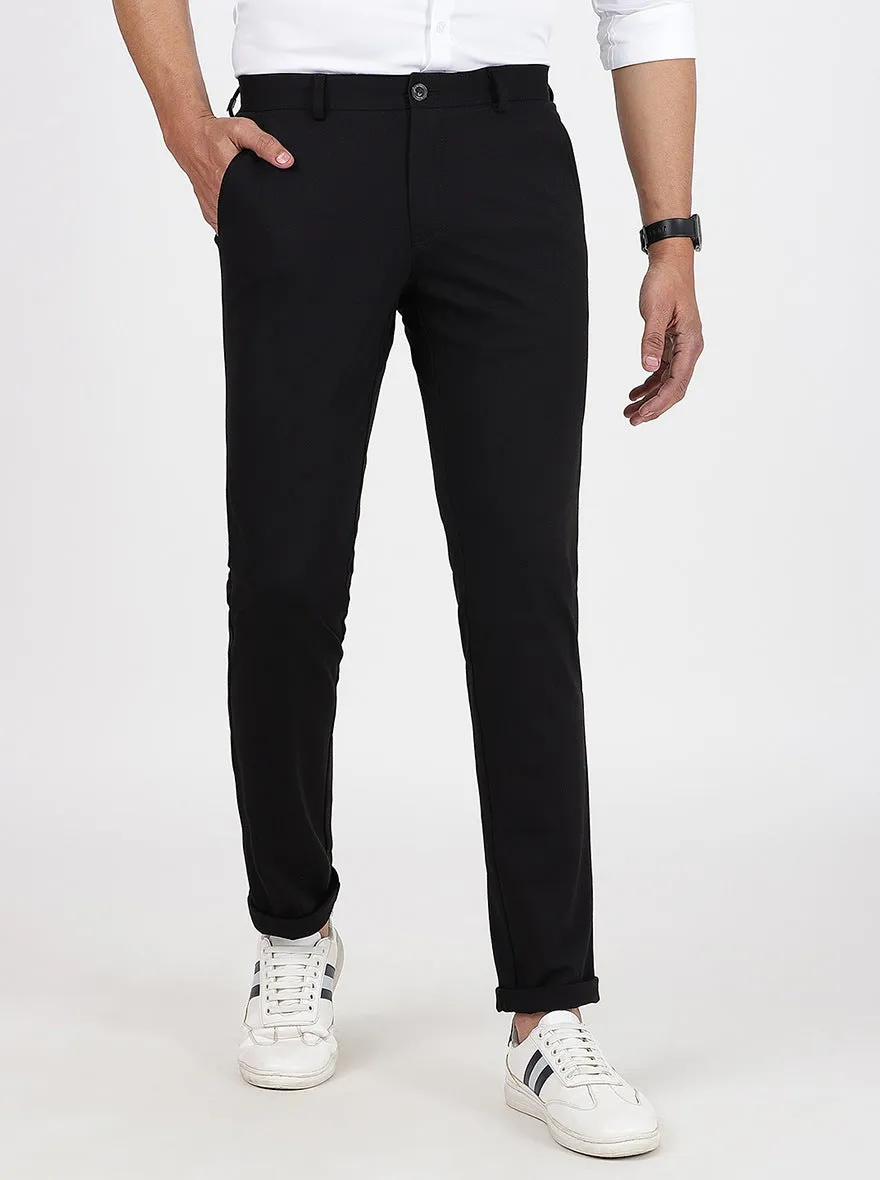 Black Solid Venice Fit Casual Trouser | JadeBlue
