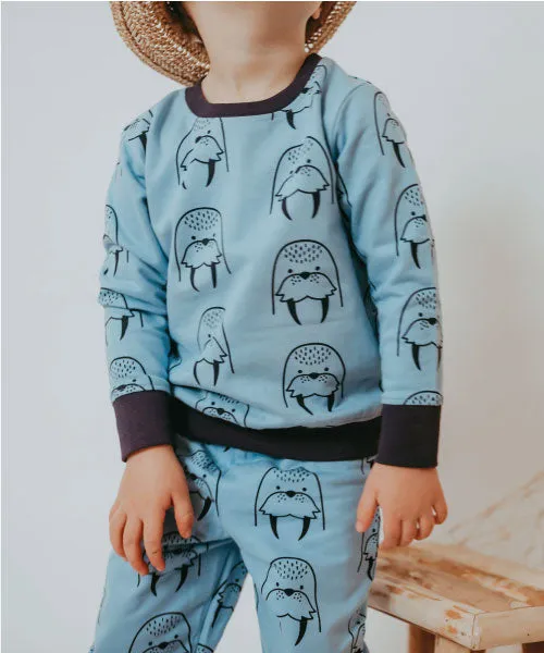 Blue Walrus Print Sweatshirt