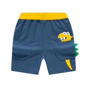 Boys Cartoon Dinosaur or Bird Embroidery Shorts - Blue, Navy, Grey, Black, Beige