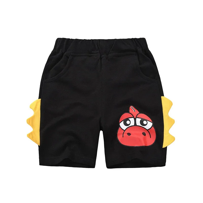 Boys Cartoon Dinosaur or Bird Embroidery Shorts - Blue, Navy, Grey, Black, Beige