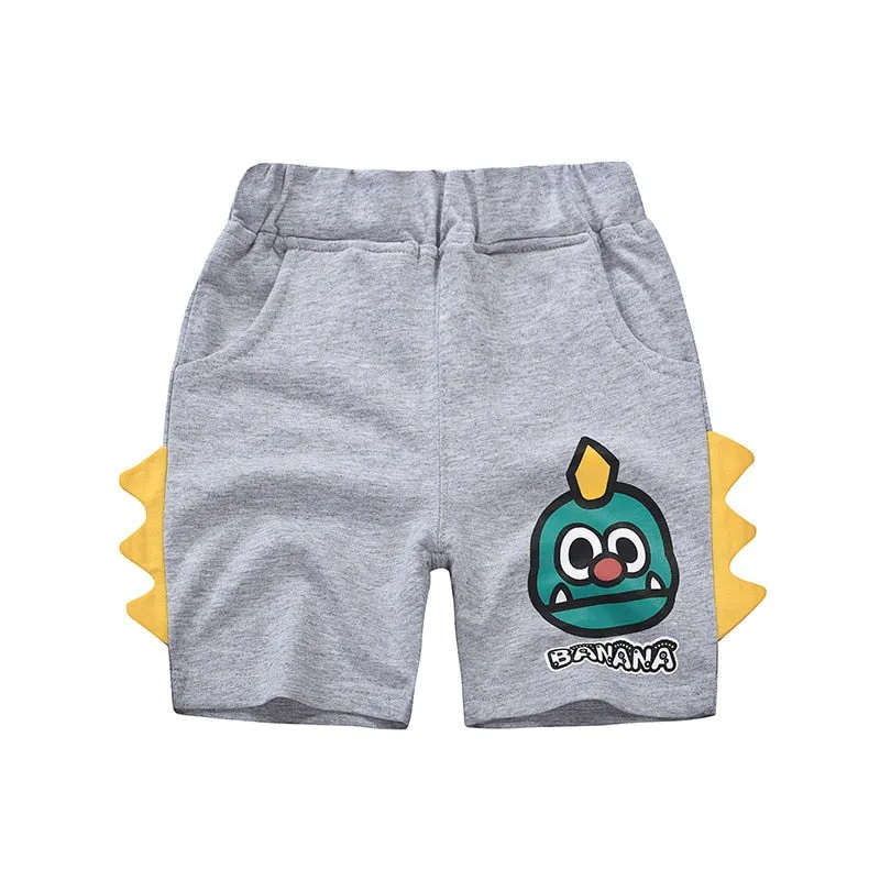 Boys Cartoon Dinosaur or Bird Embroidery Shorts - Blue, Navy, Grey, Black, Beige