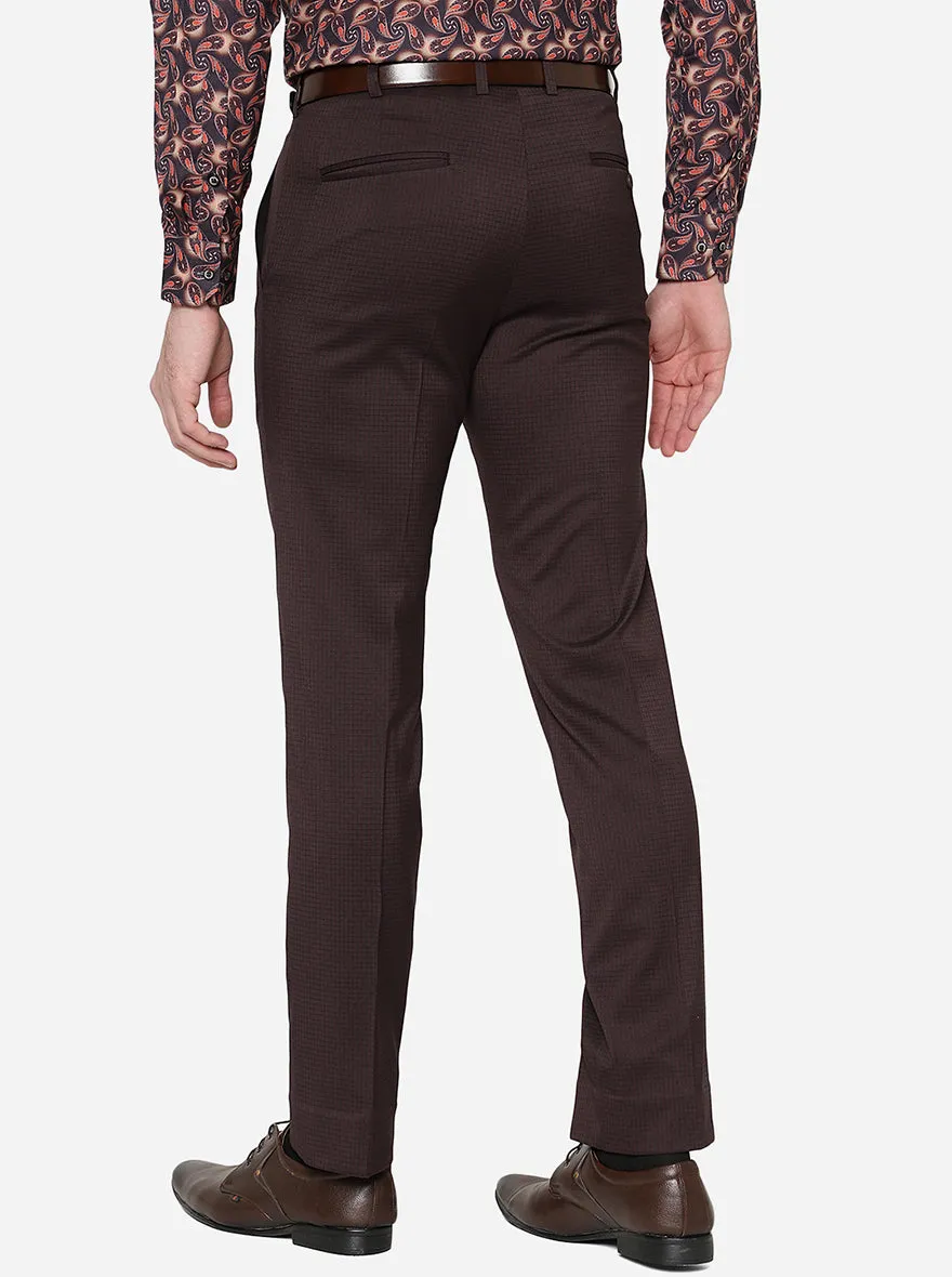 Brown Checked Slim Fit Formal Trouser | JB Studio