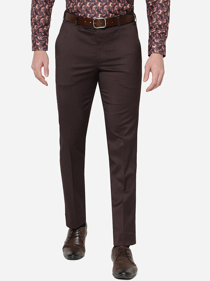 Brown Checked Slim Fit Formal Trouser | JB Studio