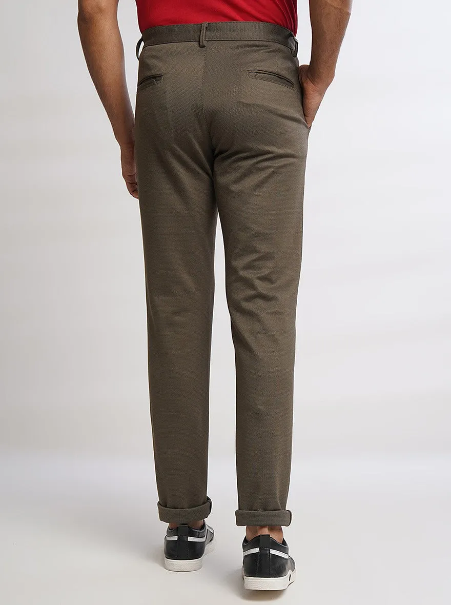 Brown Solid Venice Fit Casual Trouser | JadeBlue
