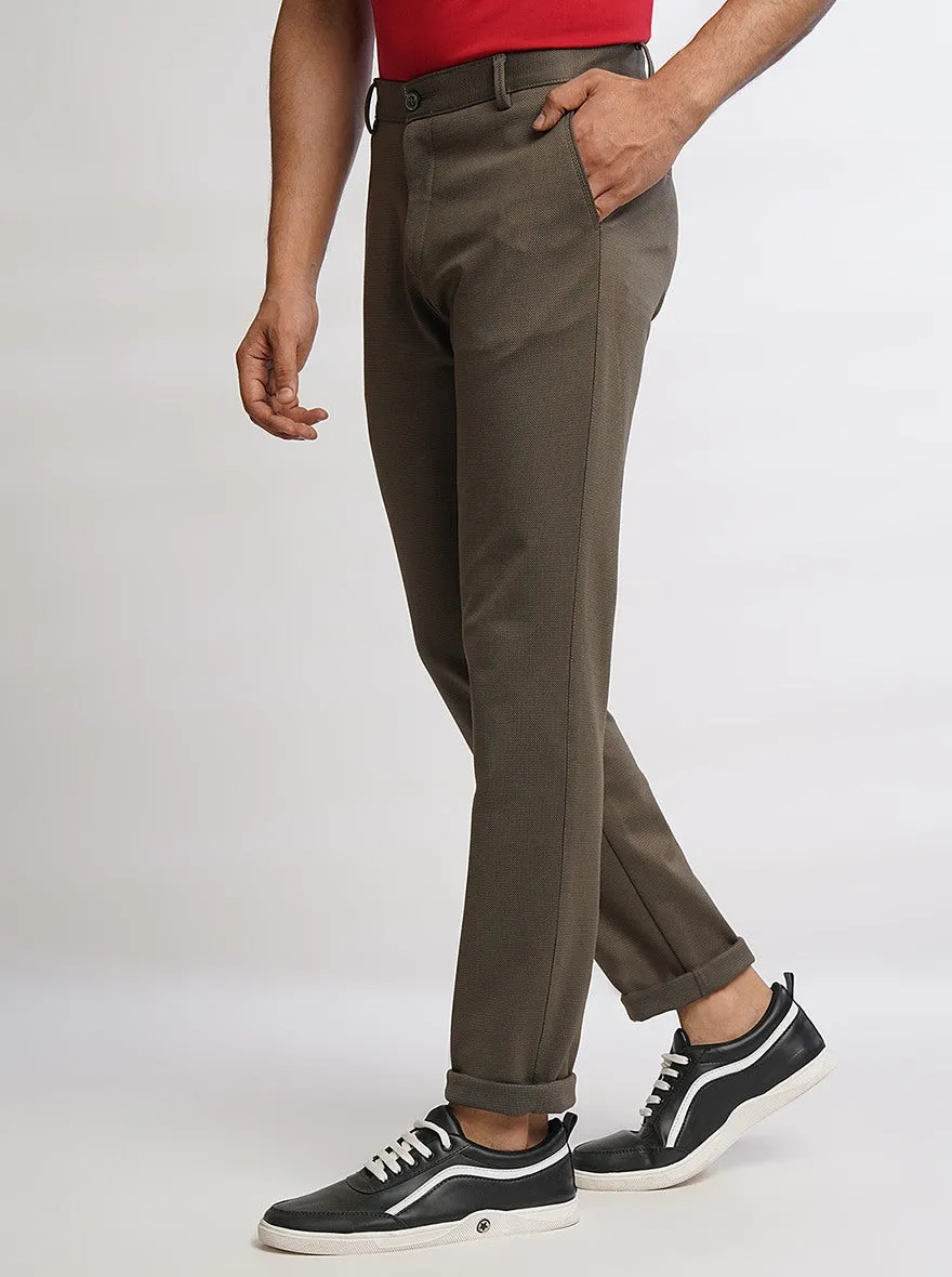 Brown Solid Venice Fit Casual Trouser | JadeBlue
