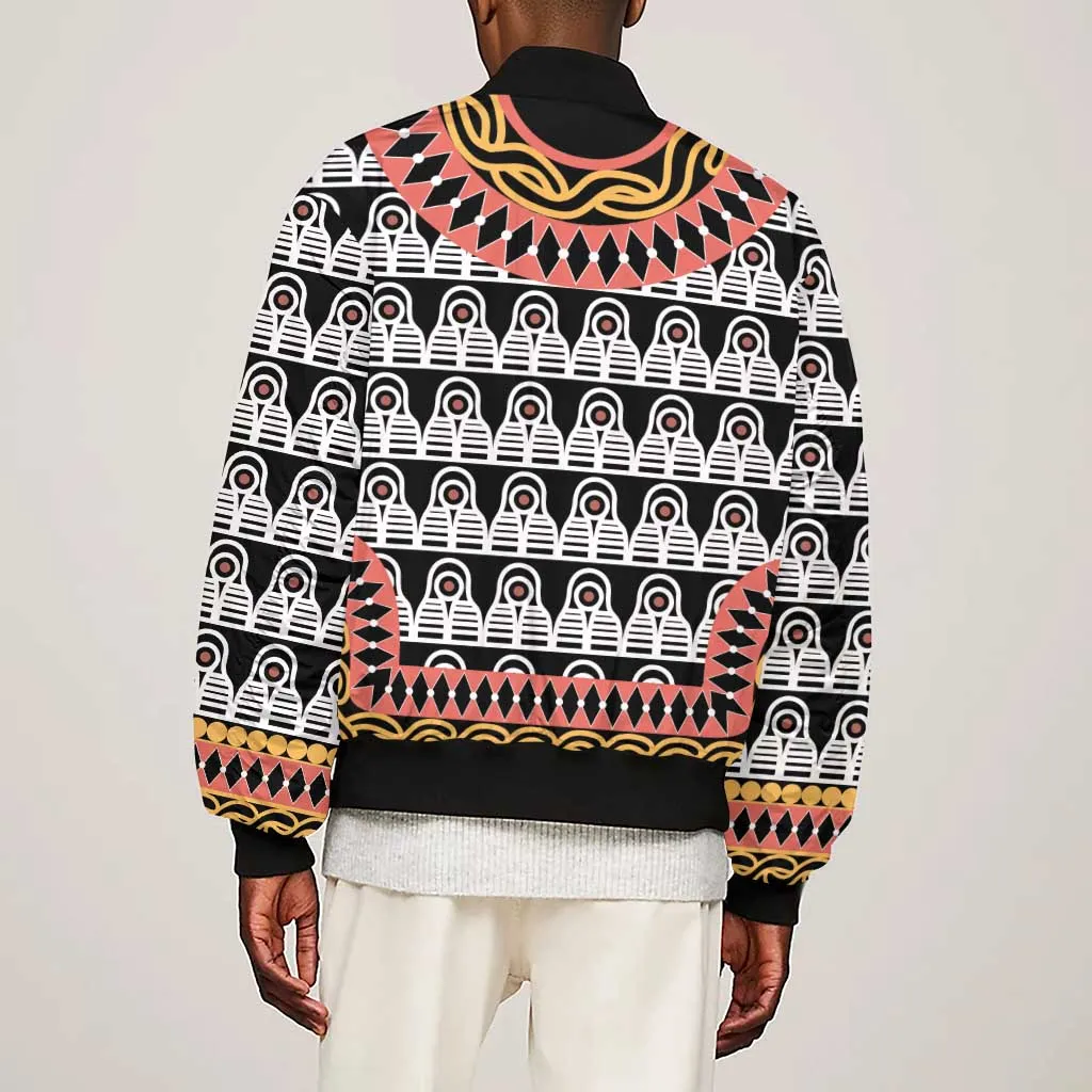 Cameroon Sleeve Zip Bomber Jacket Toghu Traditional Pattern LT15
