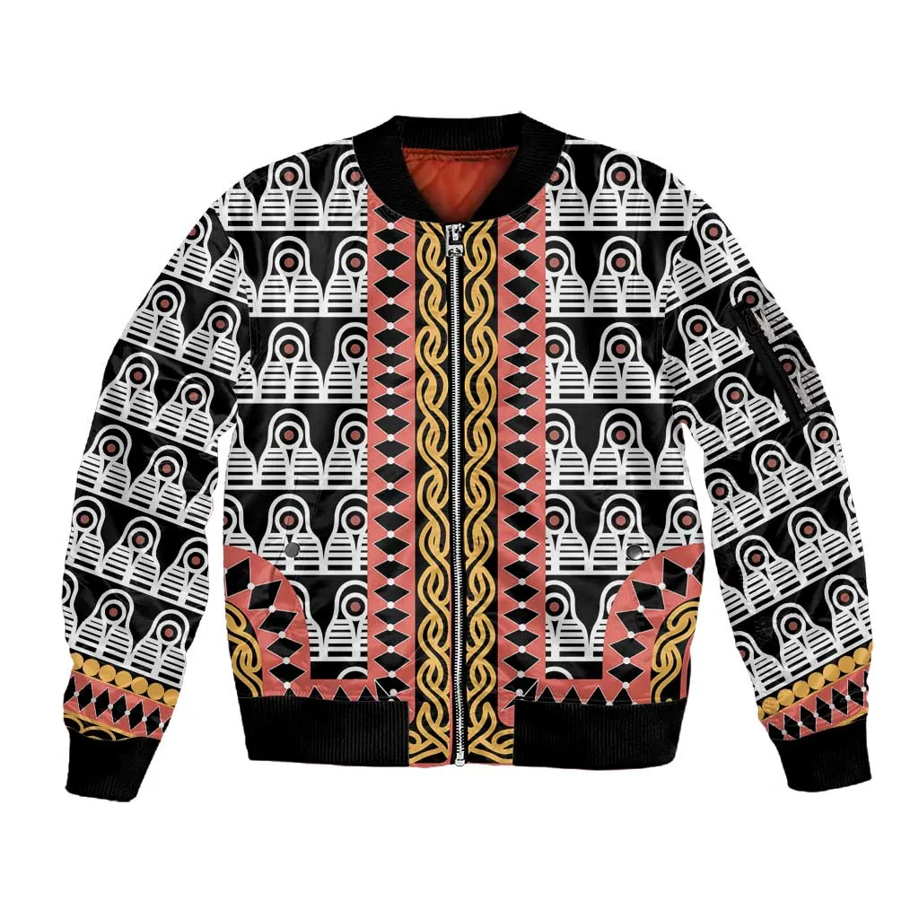 Cameroon Sleeve Zip Bomber Jacket Toghu Traditional Pattern LT15