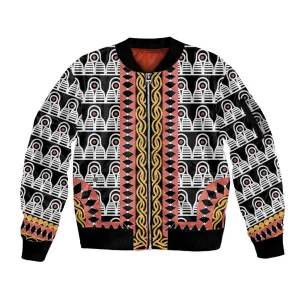 Cameroon Sleeve Zip Bomber Jacket Toghu Traditional Pattern LT15