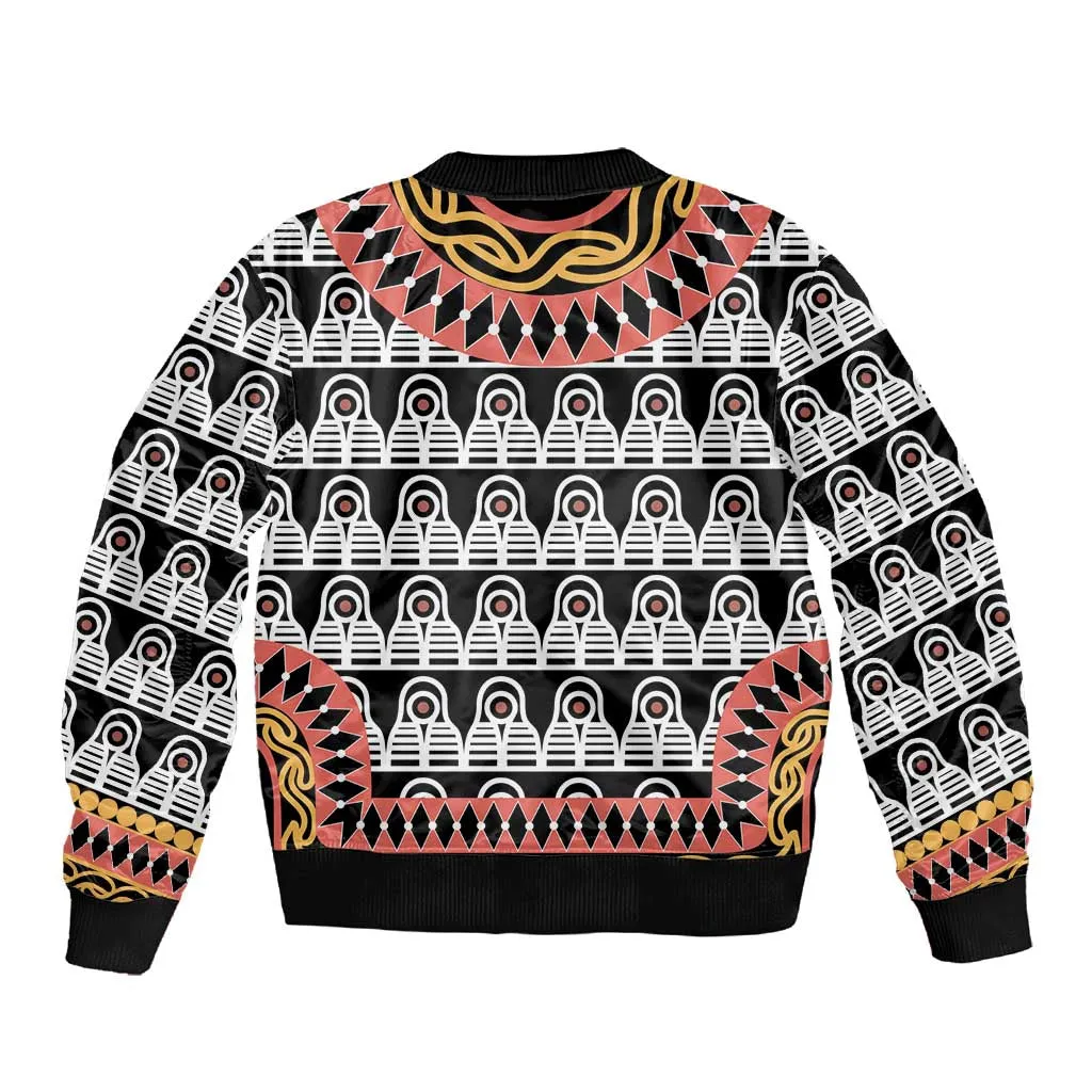 Cameroon Sleeve Zip Bomber Jacket Toghu Traditional Pattern LT15