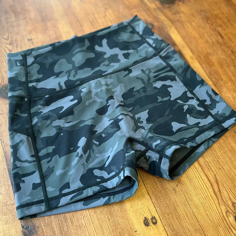 Camo High Waist Seamless Front Shorts