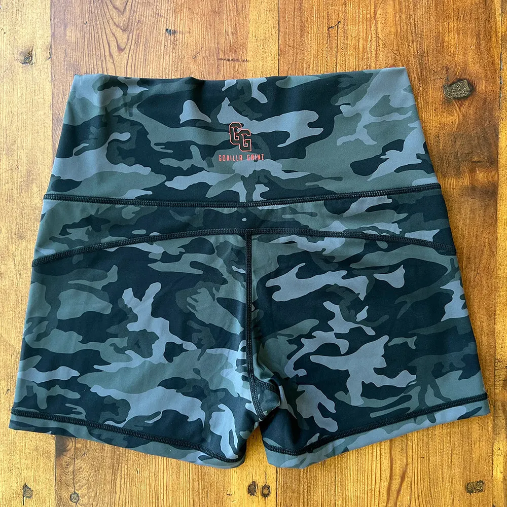 Camo High Waist Seamless Front Shorts