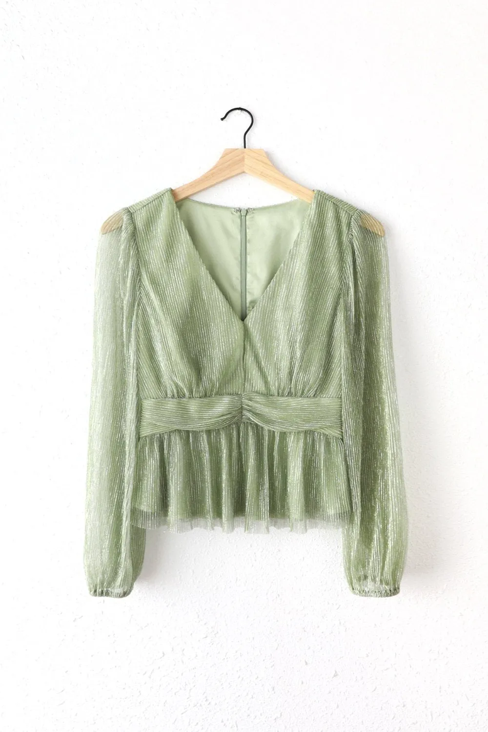 Carmen Metallic Plisse Blouse