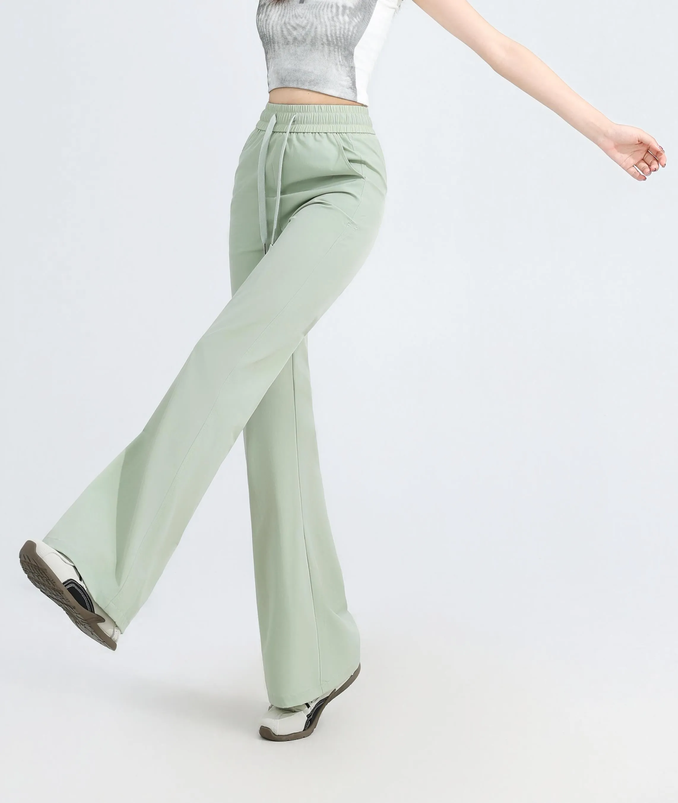 Casual and Lightweight Mid-waisted Straight Leg Trousers for Women