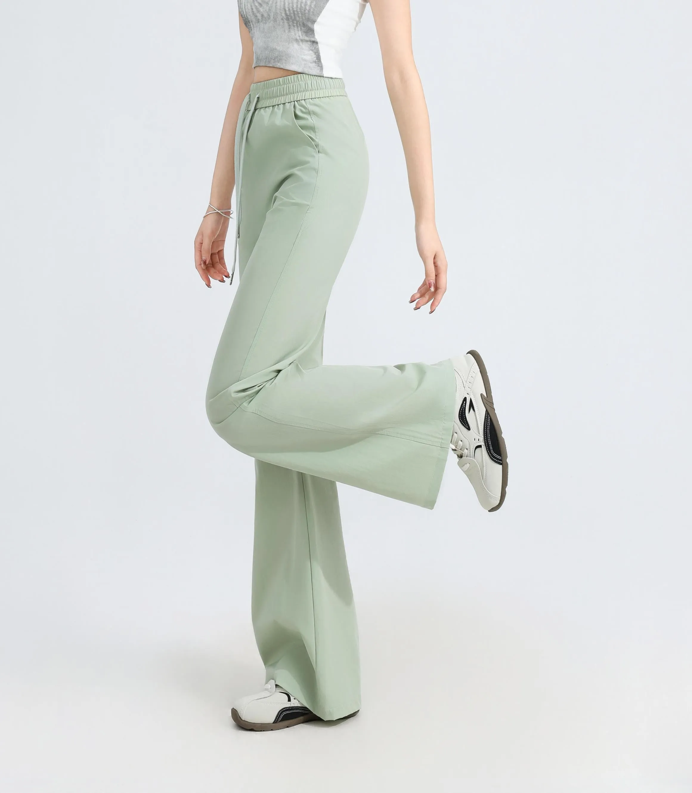 Casual and Lightweight Mid-waisted Straight Leg Trousers for Women