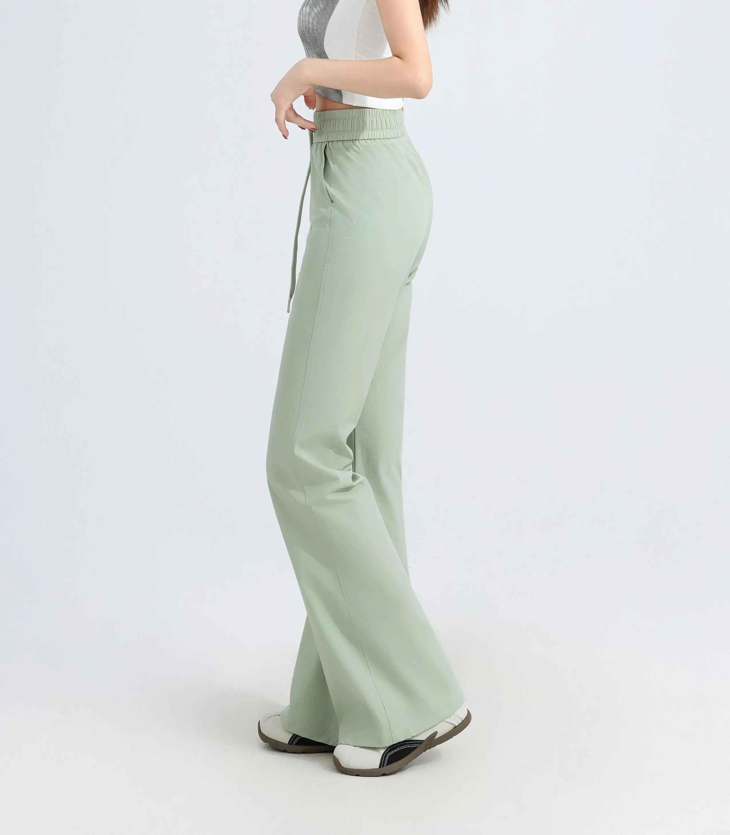 Casual and Lightweight Mid-waisted Straight Leg Trousers for Women