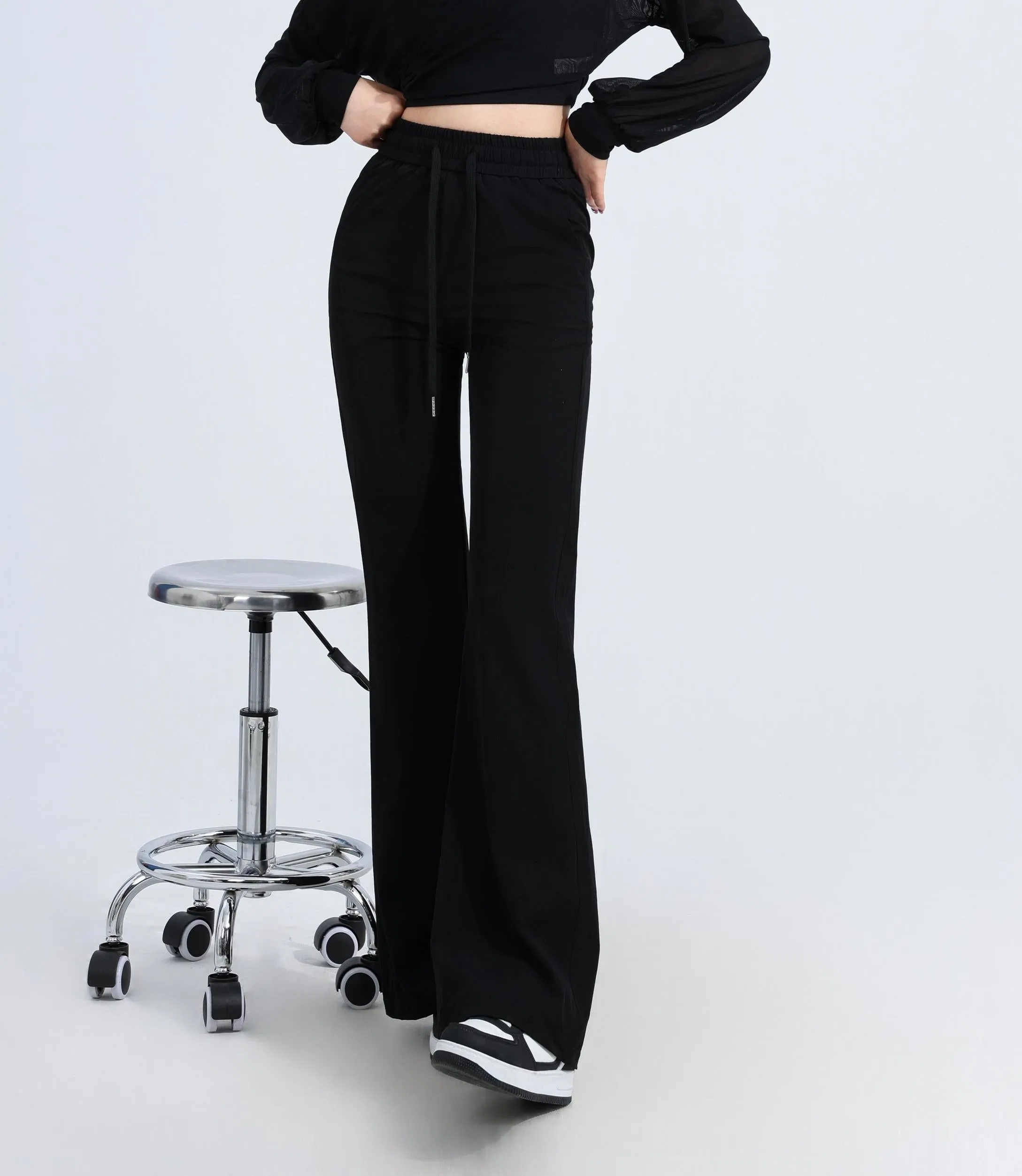 Casual and Lightweight Mid-waisted Straight Leg Trousers for Women