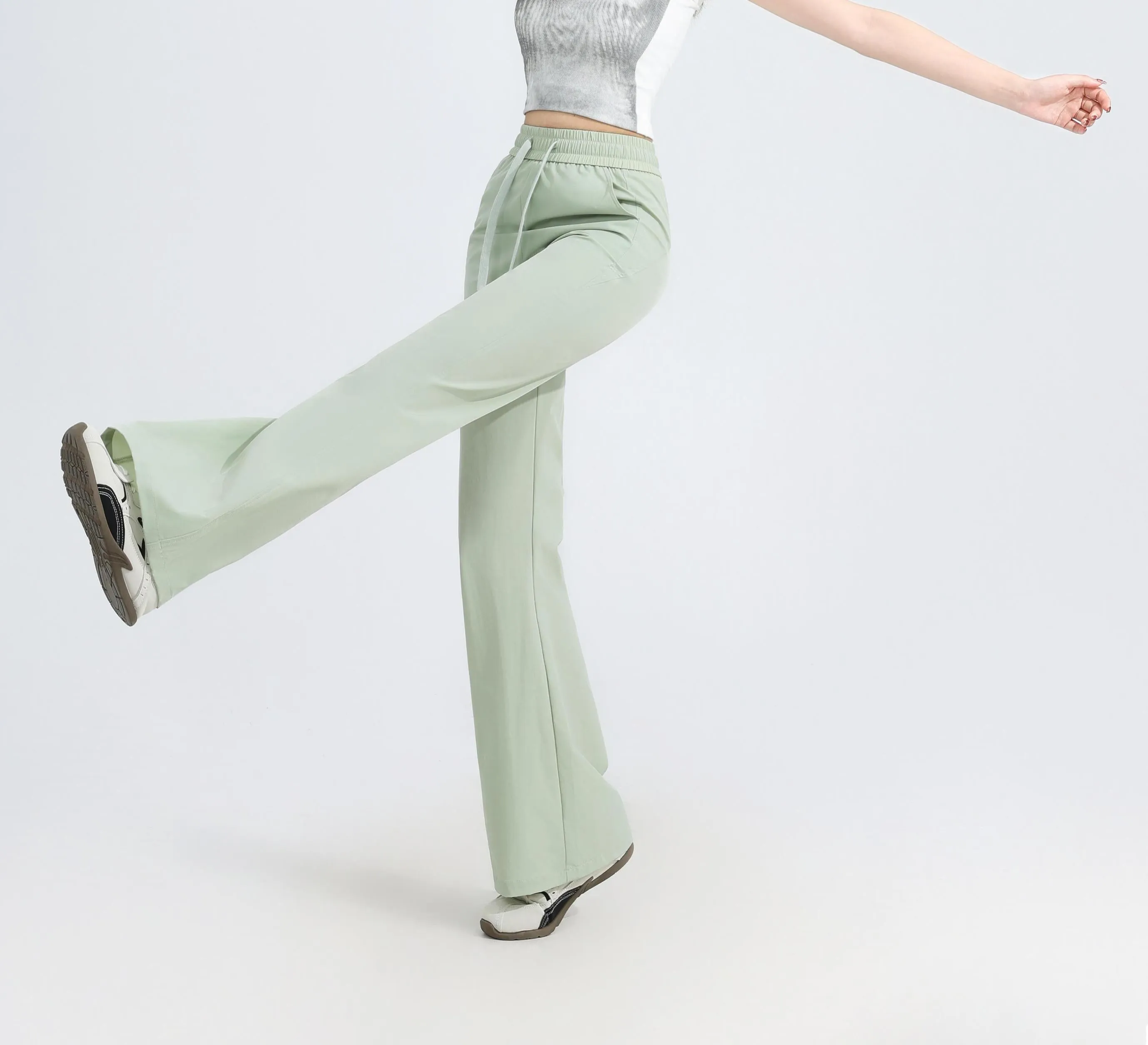Casual and Lightweight Mid-waisted Straight Leg Trousers for Women