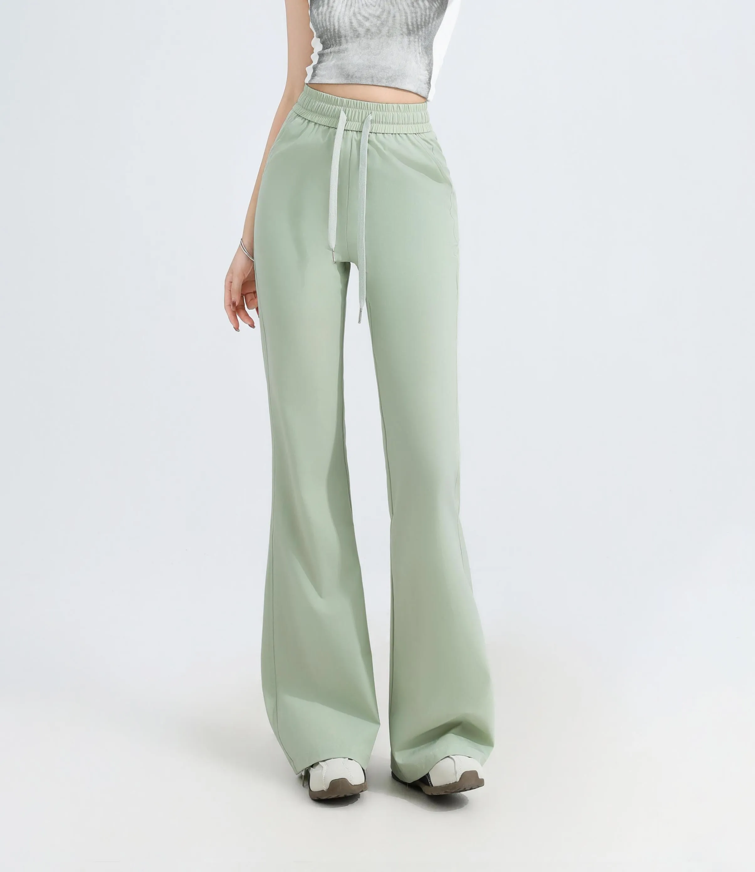 Casual and Lightweight Mid-waisted Straight Leg Trousers for Women