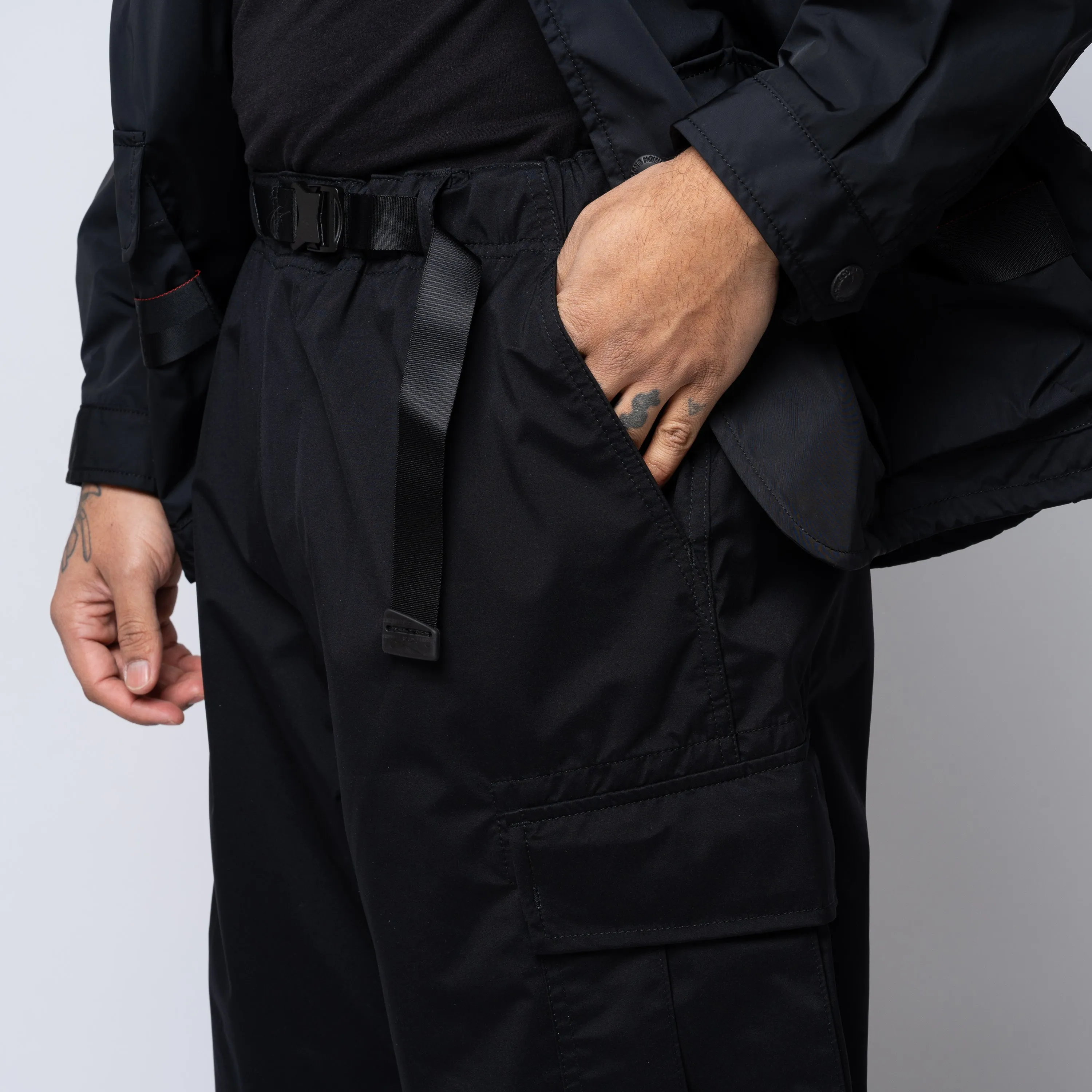 CdGH Nylon Wide Cargo Pants Black HO-P004-051