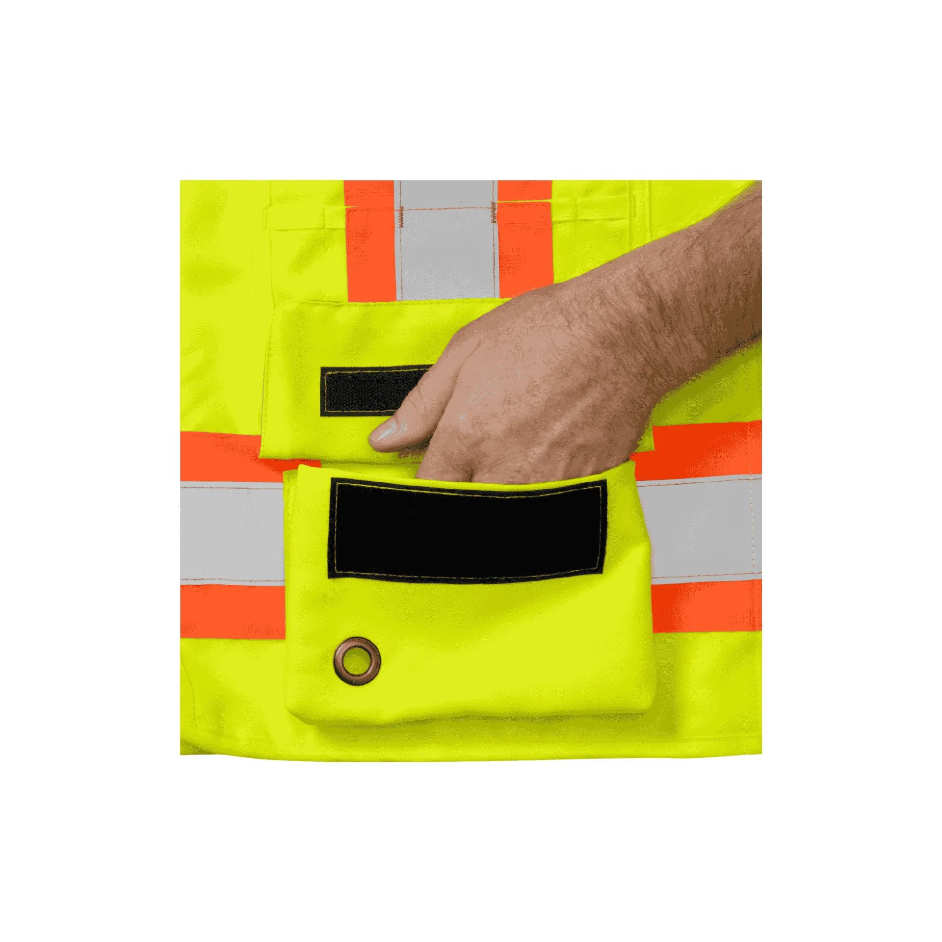 Class 2 Multi-Pocket Lime Safety Vest with Snap Front