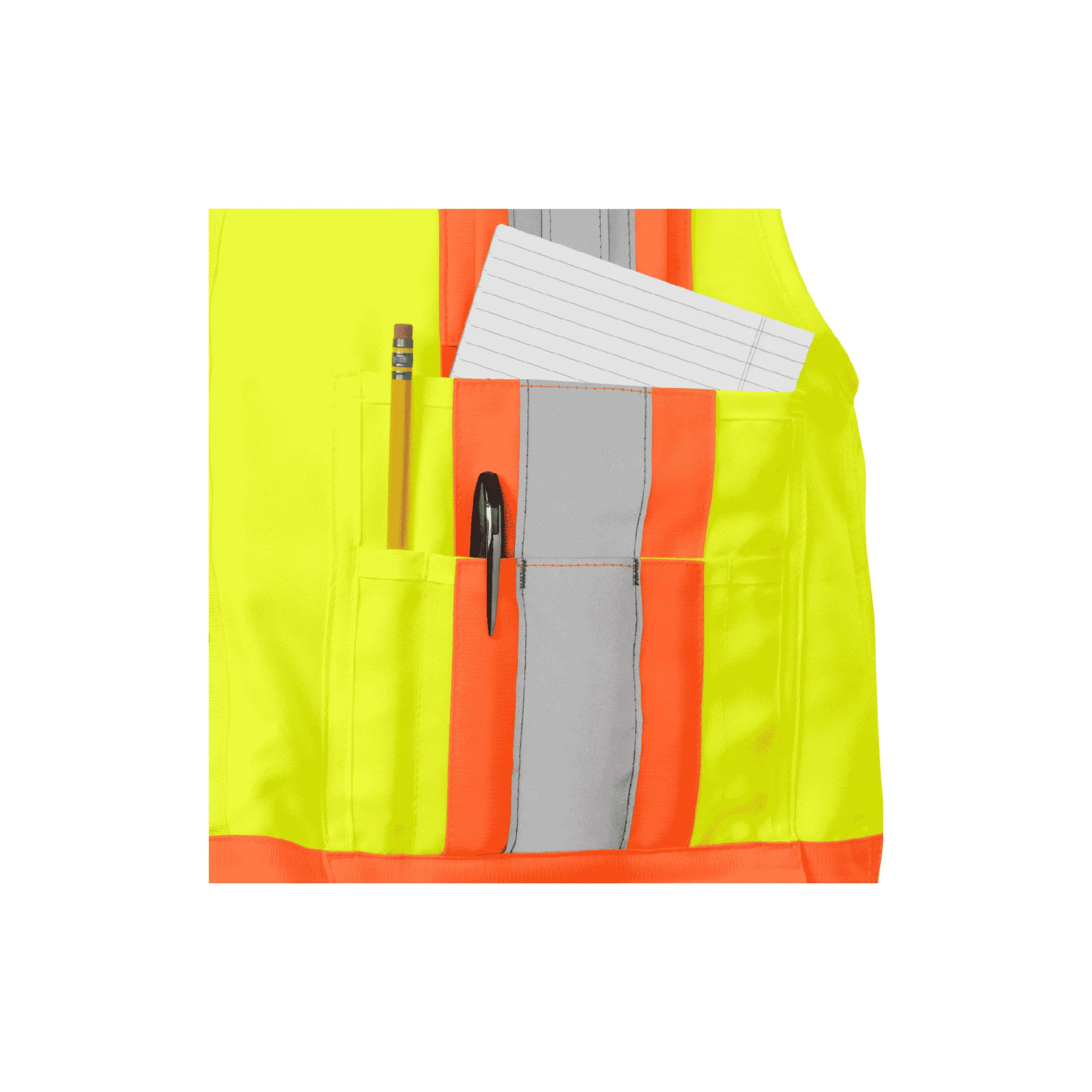 Class 2 Multi-Pocket Lime Safety Vest with Snap Front