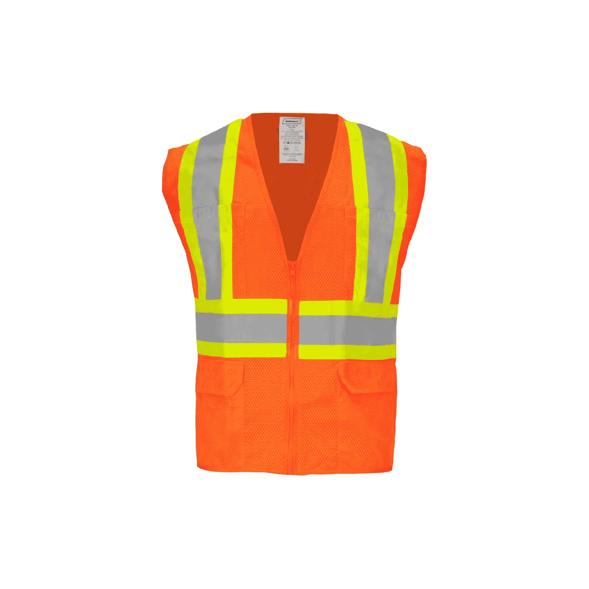 Class 2 Orange Zipper Front Closure Vest with Two Tone Tape