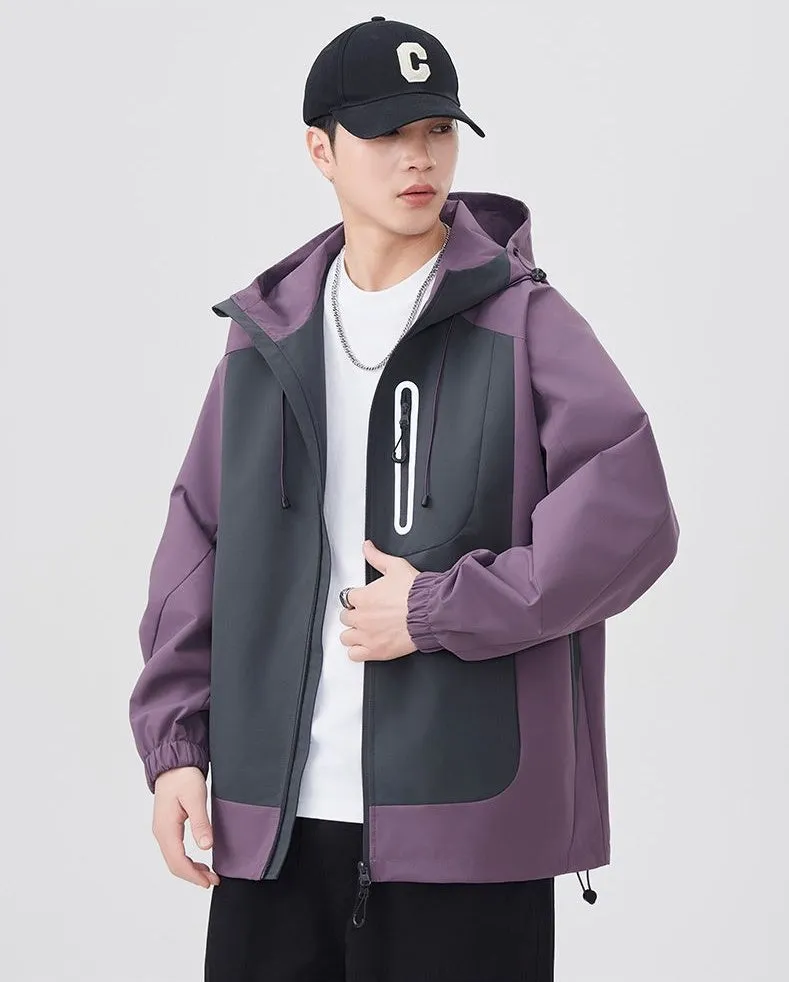 Comfortable and stylish windproof rain jacket in patchwork design