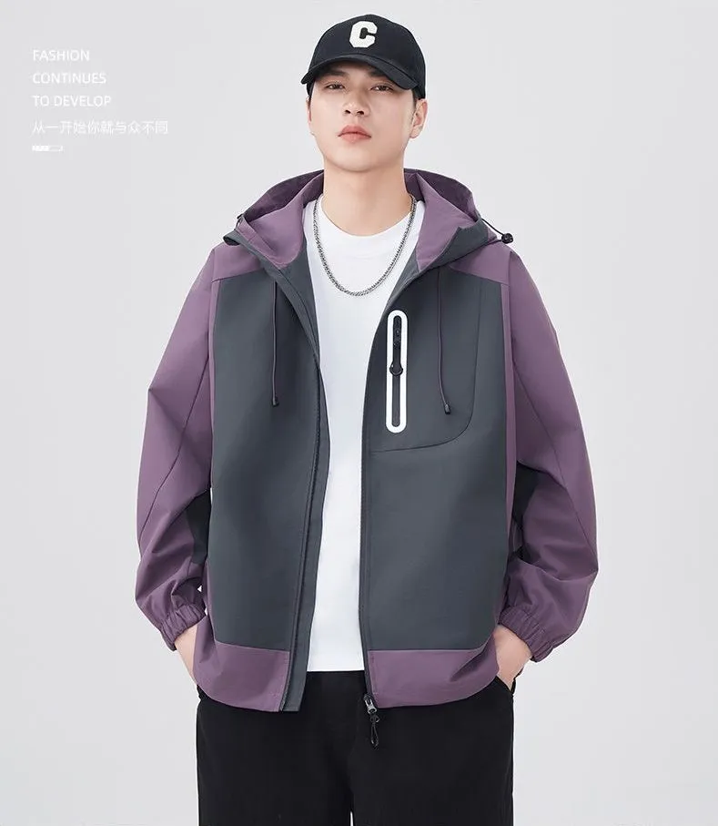 Comfortable and stylish windproof rain jacket in patchwork design