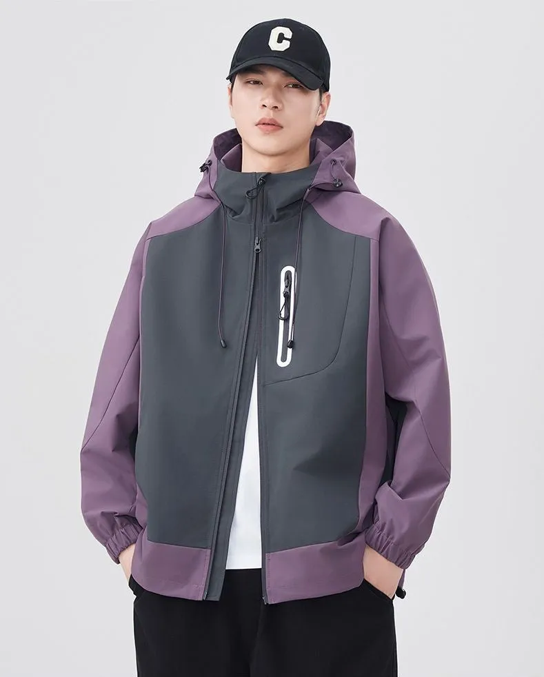 Comfortable and stylish windproof rain jacket in patchwork design