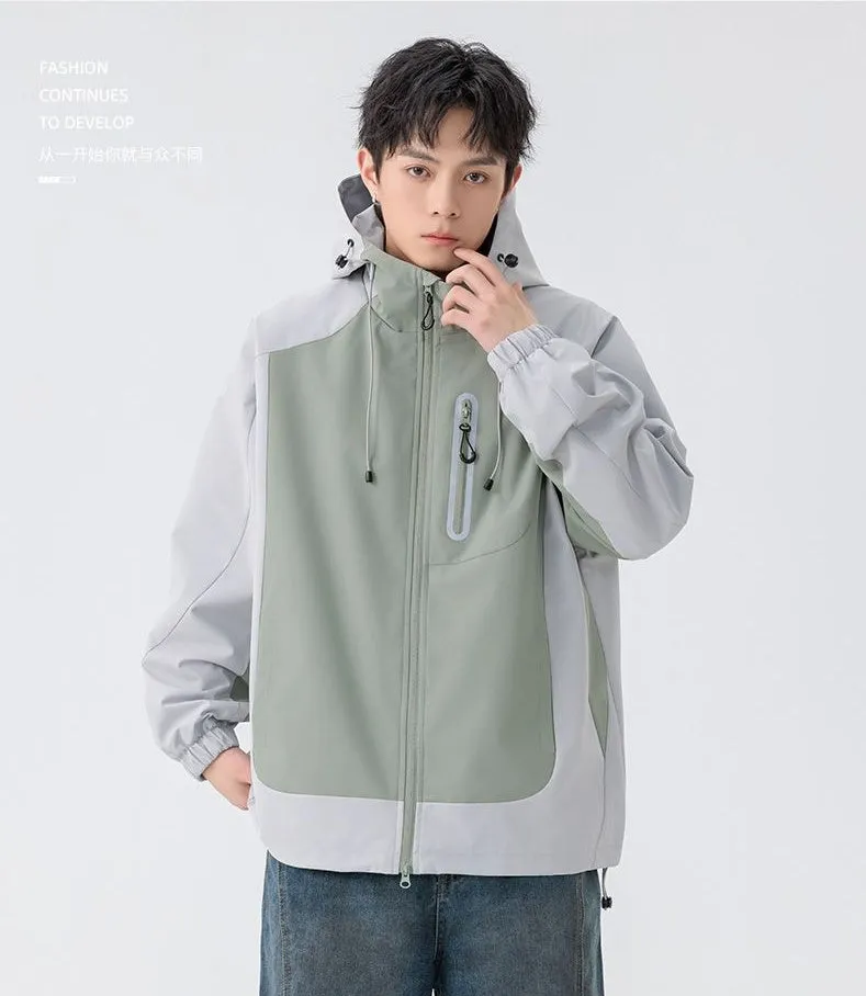 Comfortable and stylish windproof rain jacket in patchwork design
