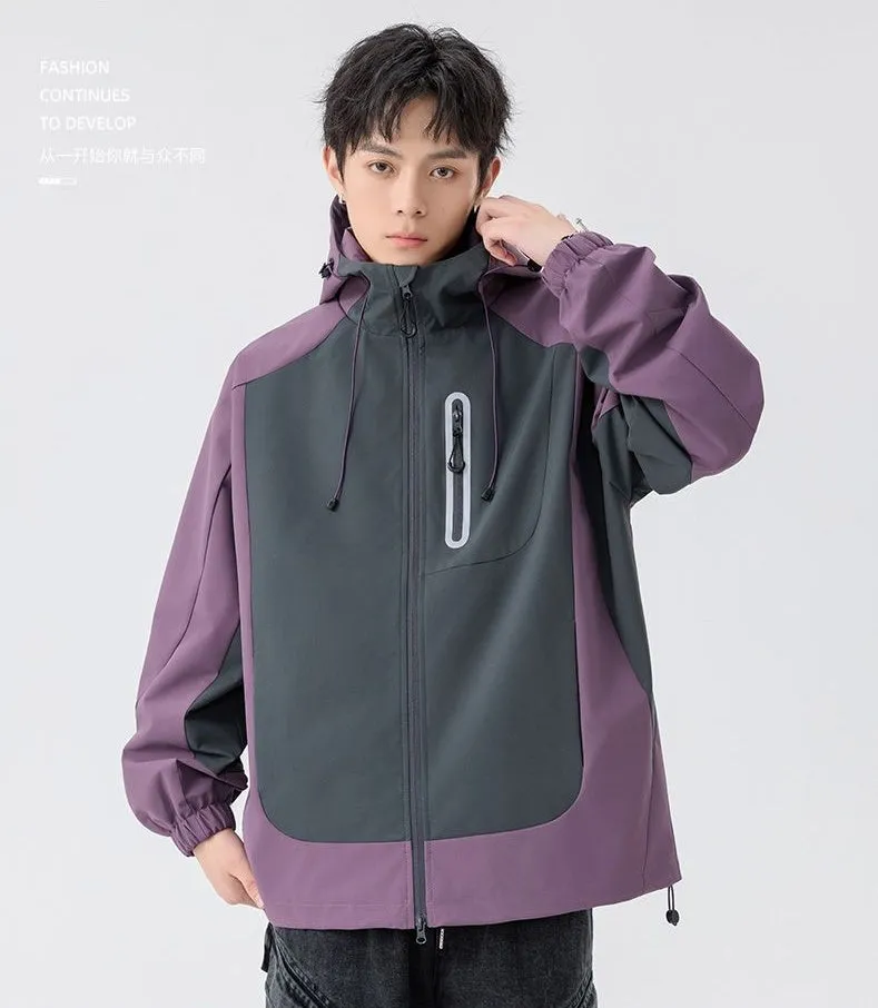 Comfortable and stylish windproof rain jacket in patchwork design
