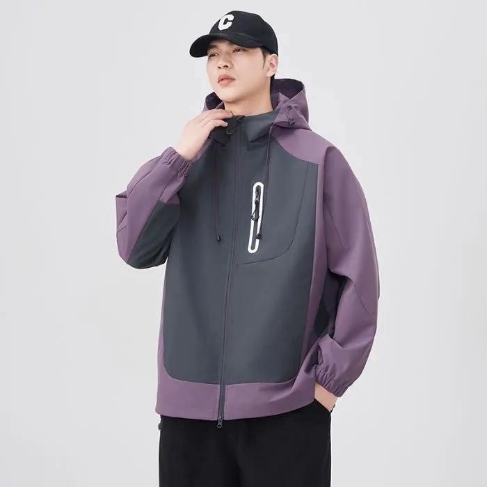 Comfortable and stylish windproof rain jacket in patchwork design