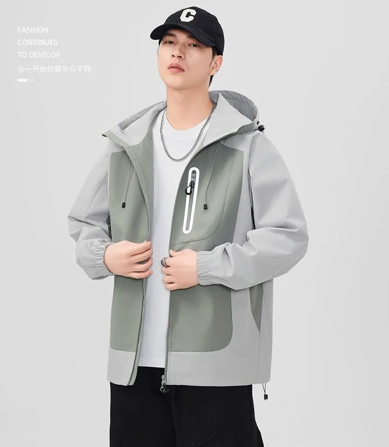 Comfortable and stylish windproof rain jacket in patchwork design