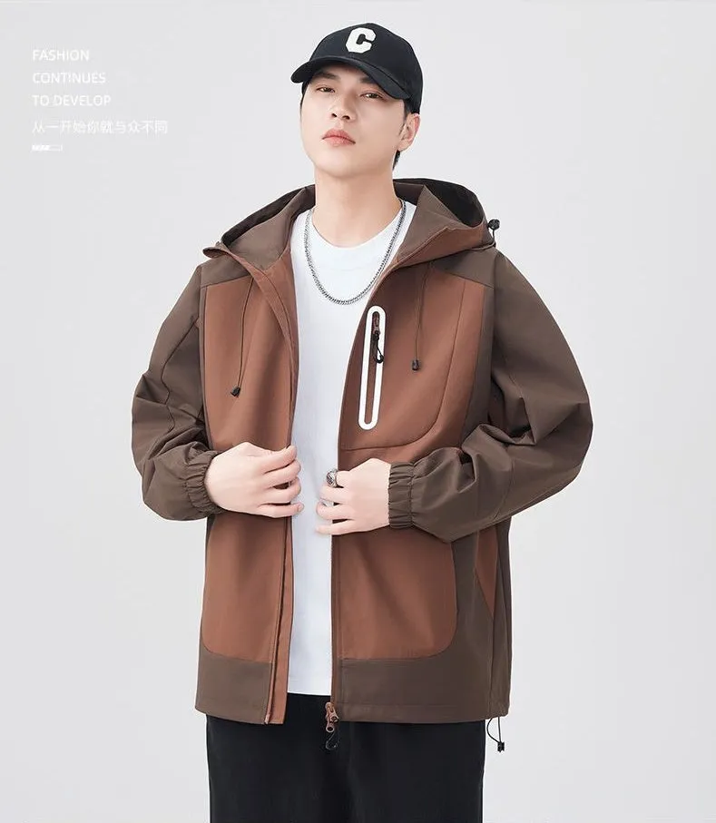 Comfortable and stylish windproof rain jacket in patchwork design