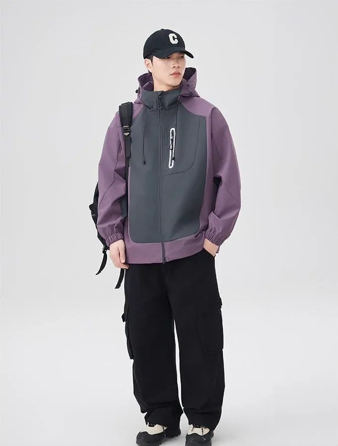 Comfortable and stylish windproof rain jacket in patchwork design