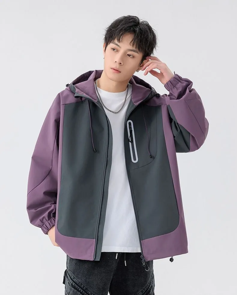 Comfortable and stylish windproof rain jacket in patchwork design