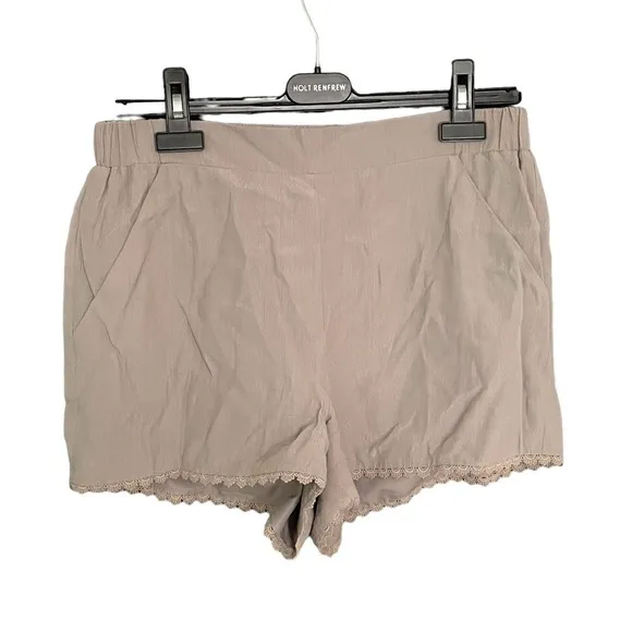 CUPCAKES AND CASHMERE High Waisted Lightweight Shorts Tan S
