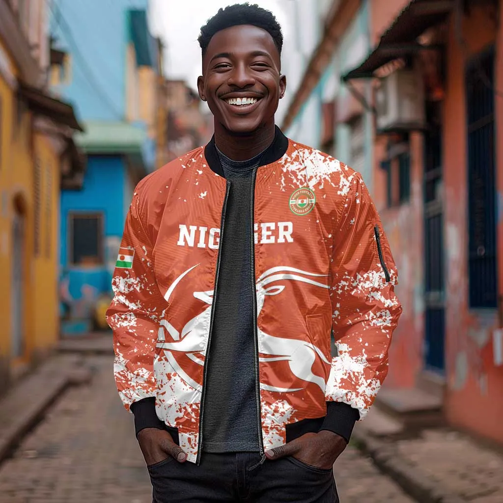 Custom Afro Niger Football Sleeve Zip Bomber Jacket We Are Champions LT15